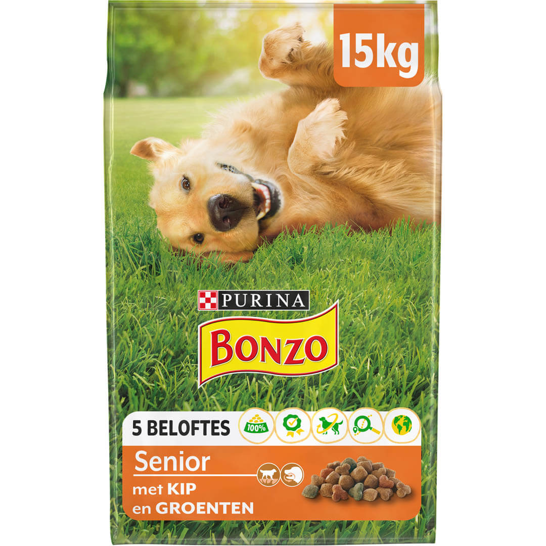 BONZO hondenbrokken Senior met Kip en Groenten Purina